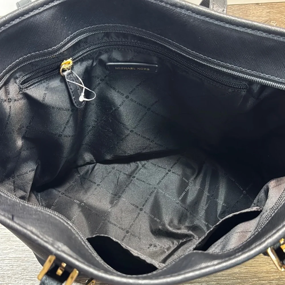 Michael Kors Black Saffiano Leather Tote with Gold Hardware